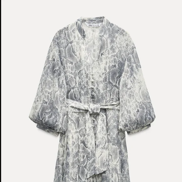 Elegant Gray Snake Print Robe - Picture 1 of 3